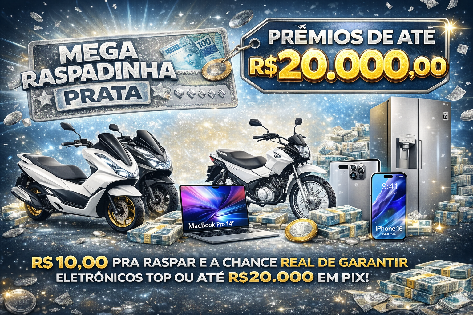 MEGA RASPADINHA PRATA💰 - R$ 10,00 - PRÊMIOS DE ATÉ R$ 20.000,00