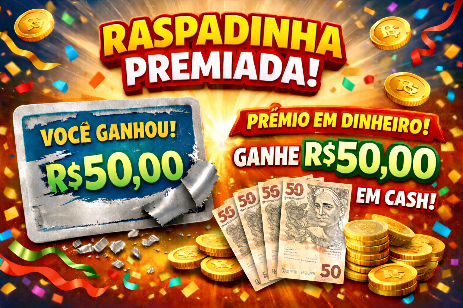 Prêmio em dinheiro R$ 50,00 reais