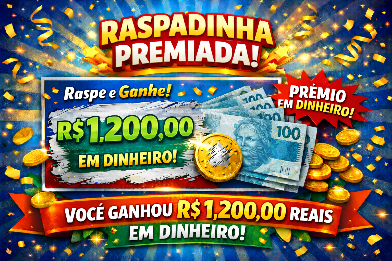 Prêmio em dinheiro R$1.200,00 reais