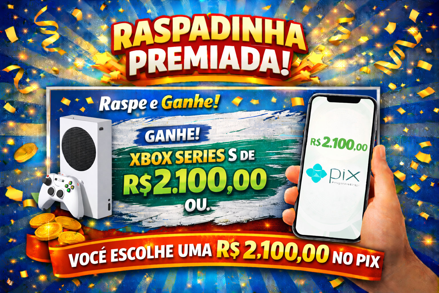 Prêmio Xbox Series S ou R$ 2.100,00 no Pix