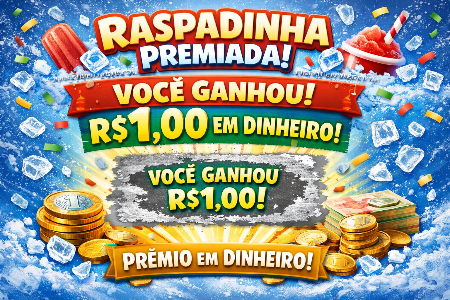 Prêmio em dinheiro R$ 1,00 real