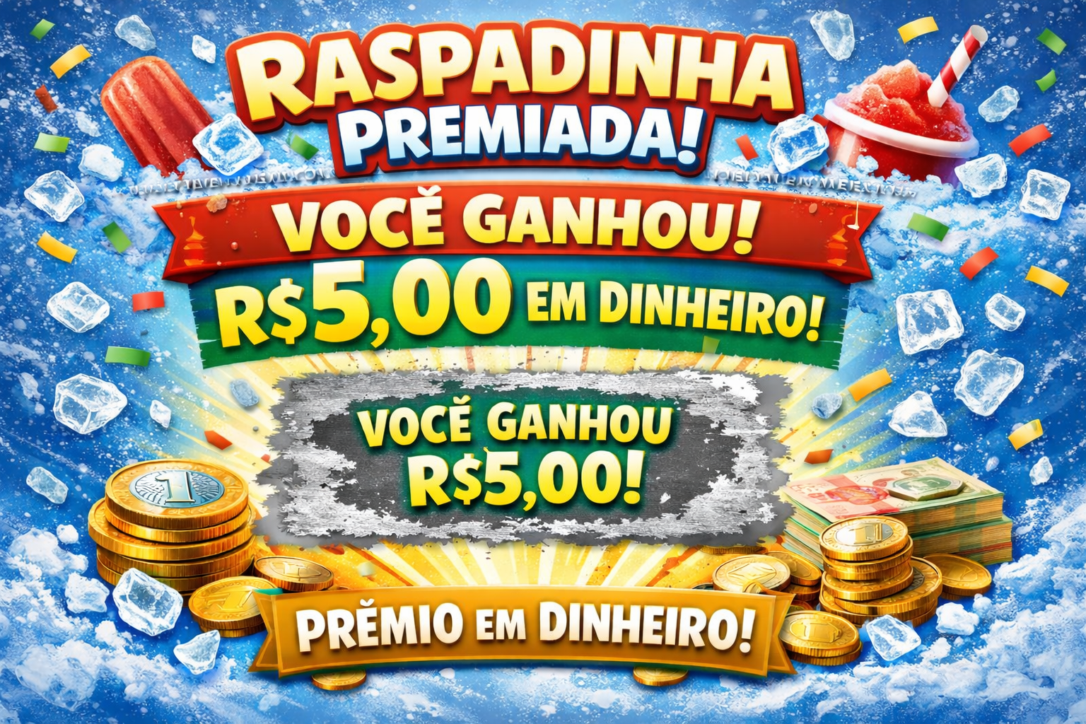Prêmio em dinheiro R$ 5,00 reais