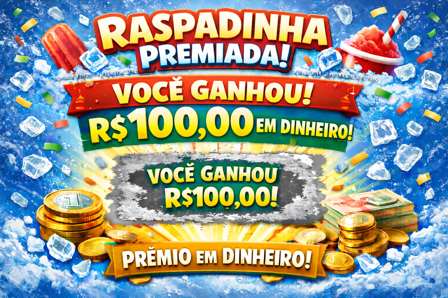 Prêmio em dinheiro R$ 100,00 reais