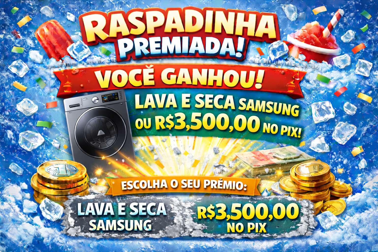 Prêmio Lava e Seca Samsung ou R$ 3.500,00 no pix
