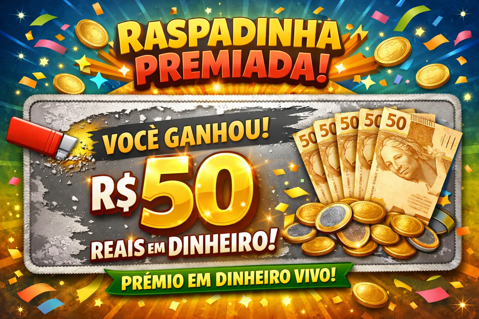 Premiação em dinheiro R$ 50,00 reais