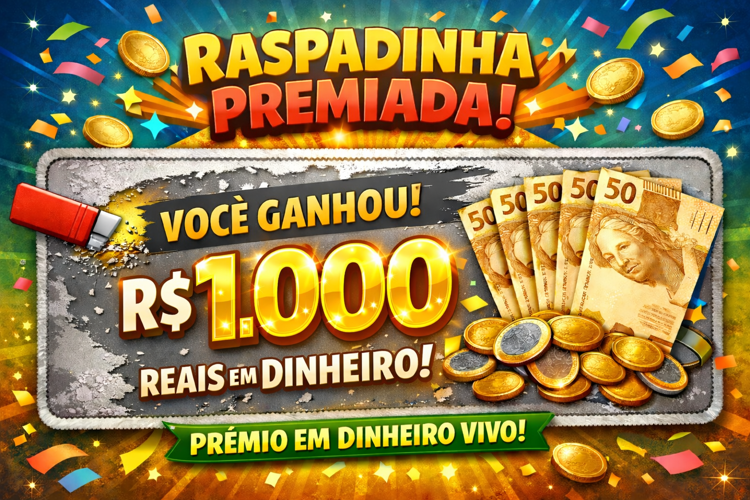 Premiação em dinheiro R$ 1.000,00 reais 
