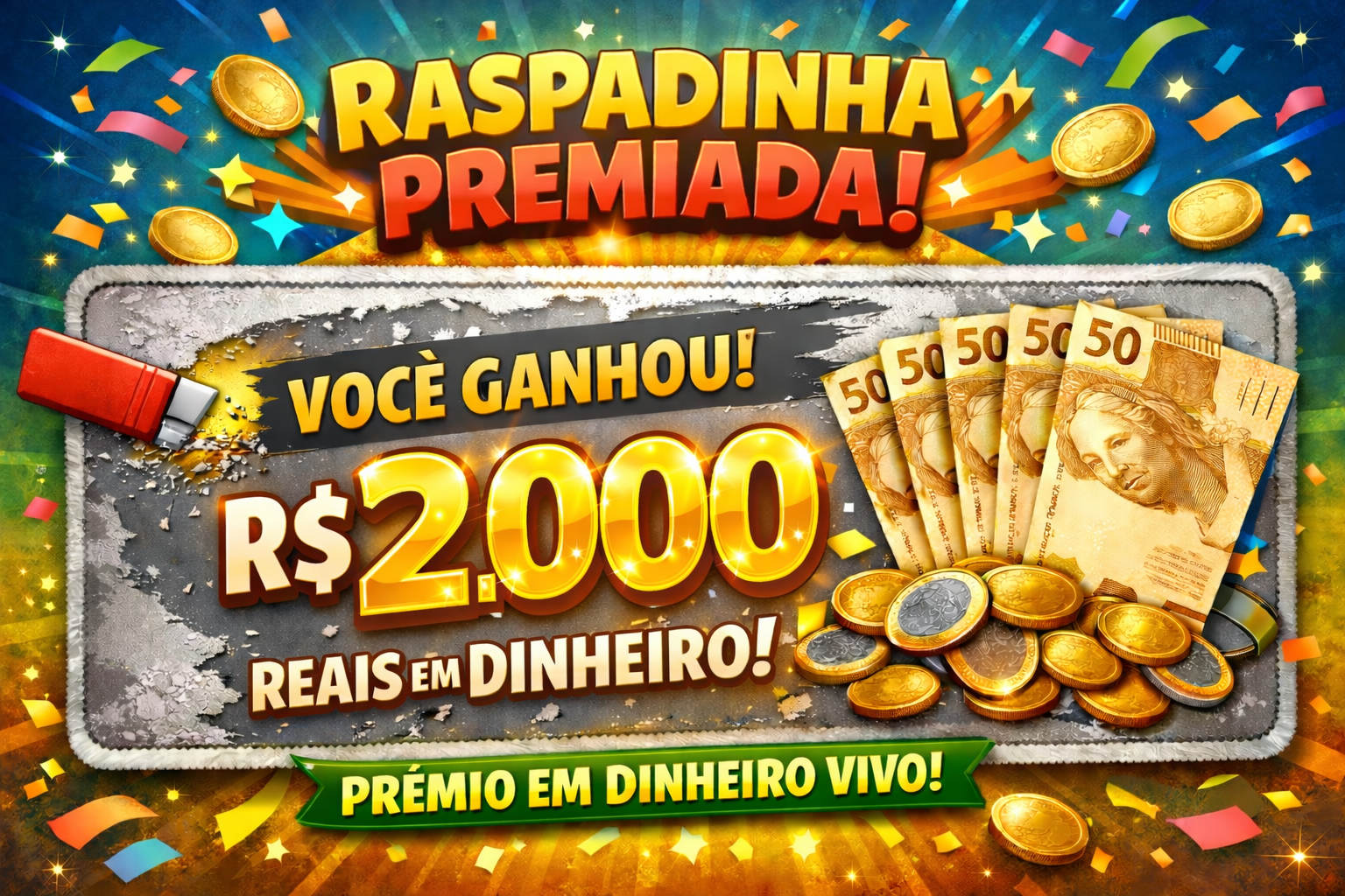 Prêmio em dinheiro R$ 2.000,00 reais 