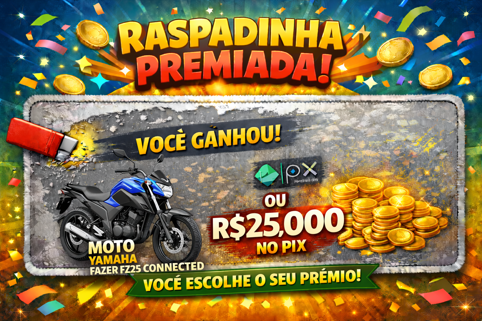 Prêmio moto Yamaha Fazer FZ25 Connected 2026 , 0km ou R$ 25.000,00 no pix