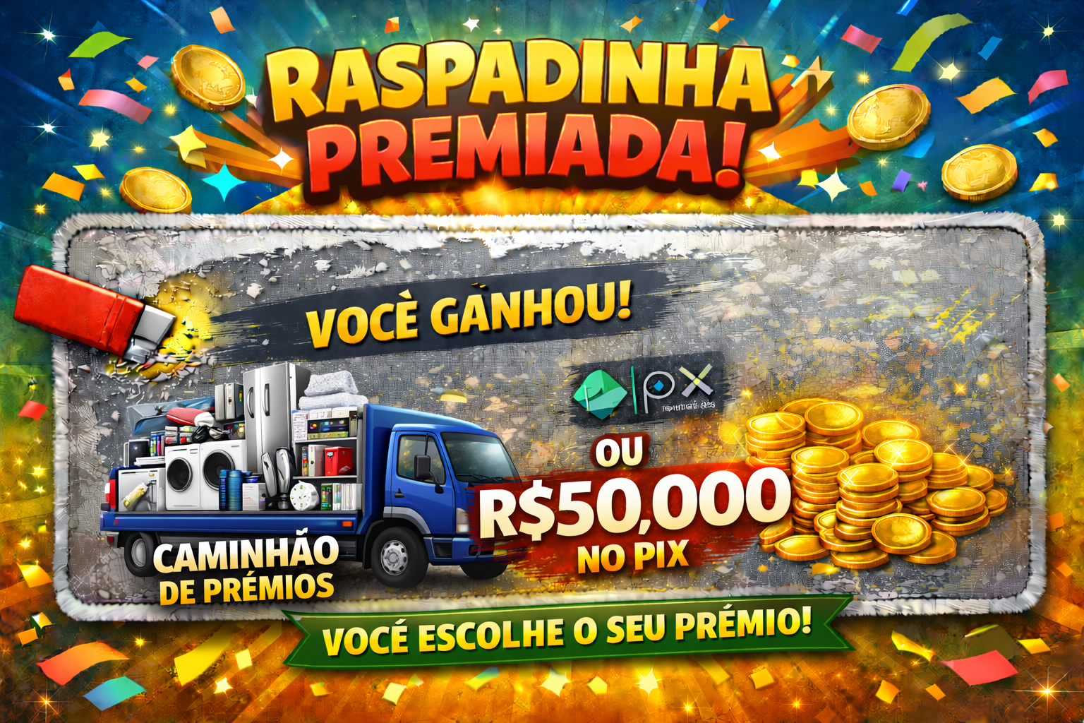 Caminhão de Prêmios ou R$ 50.000,00 no pix
