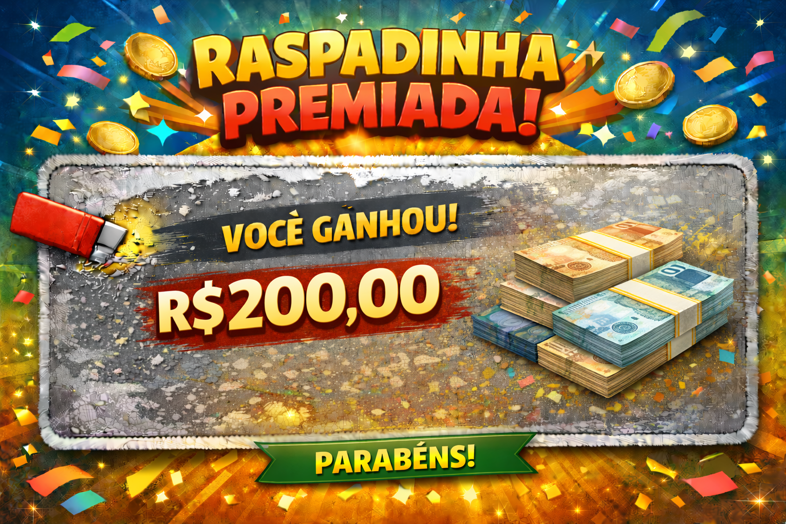 Premiação em dinheiro R$ 200,00 reais 